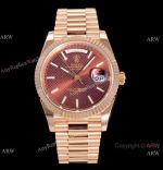 (GM) Best Replica Rolex Day Date 40mm Watch Chocolate Grid Dial Rose Gold Case